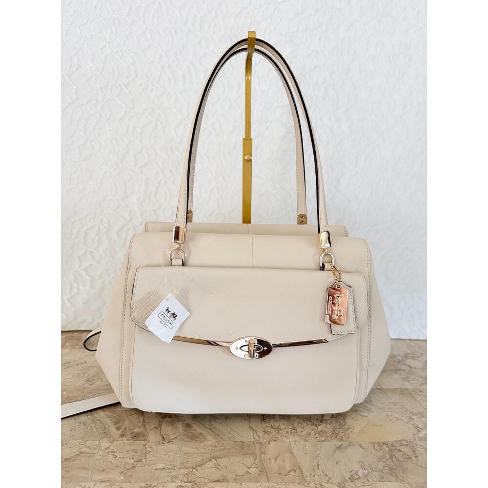 Coach Madison Madeline Saffiano Parchment Handbag Satchel Phone Wallet 27854 NWT